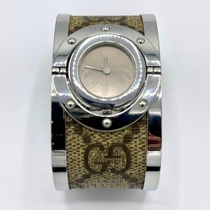 GUCCI Women's Stainless Steel Canvas Mother of Pearl 33mm Twirl Quartz Watch
